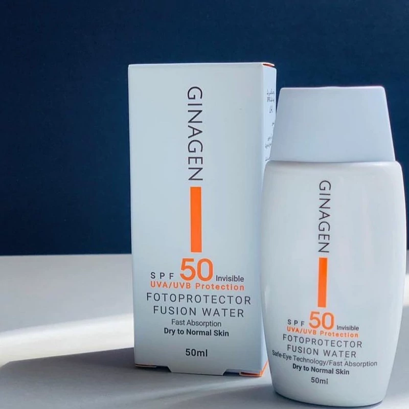 کرم ضد آفتاب بی رنگ SPF50 پوست معمولی تا خشک ژیناژن(Ginagen