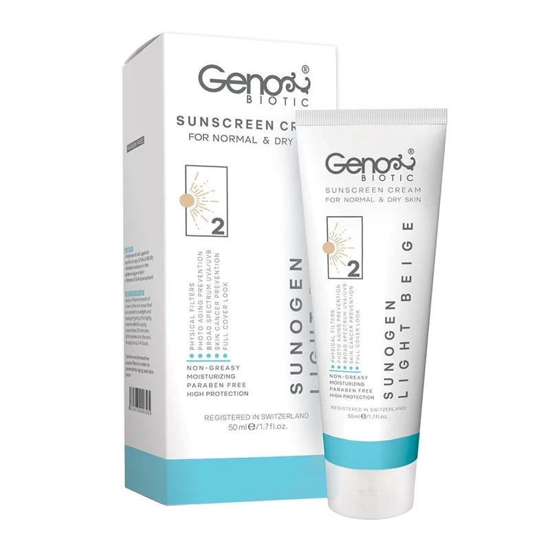 ضد آفتاب ژنوبایوتیک بژ روشن پوست خشک و معمولی