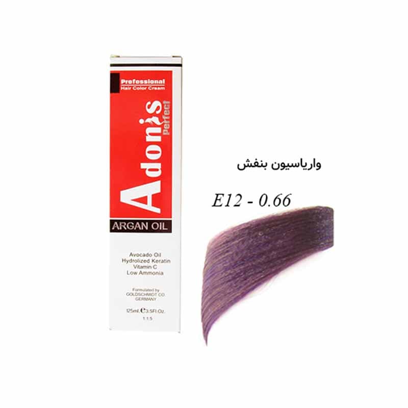 رنگ مو آدونیس پرفکت شماره E12 رنگ بنفش حجم 125 میلی لیتر