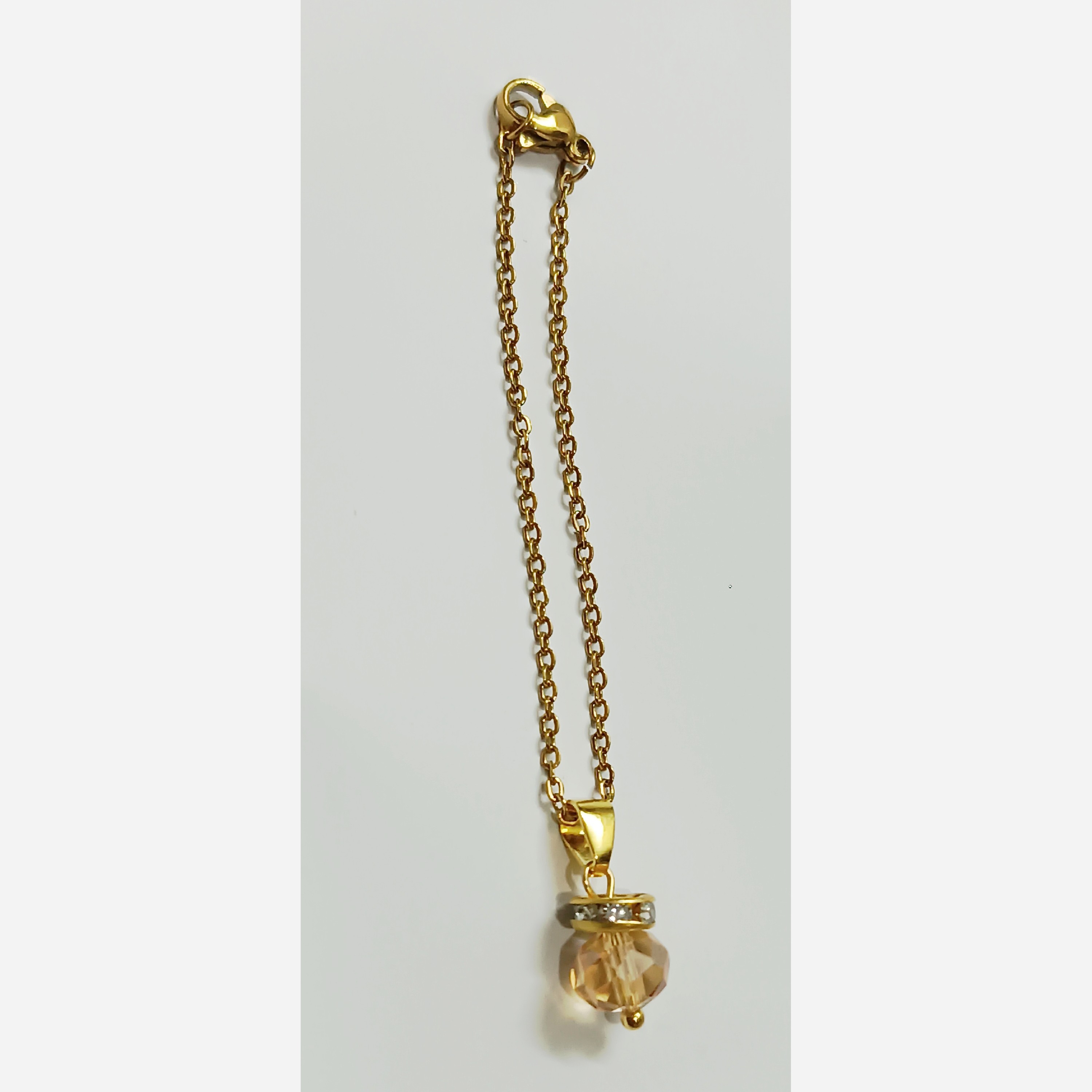 زنجیر ساعت آویز ساعت کریستالی نباتی روشن با زنجیر استیل  