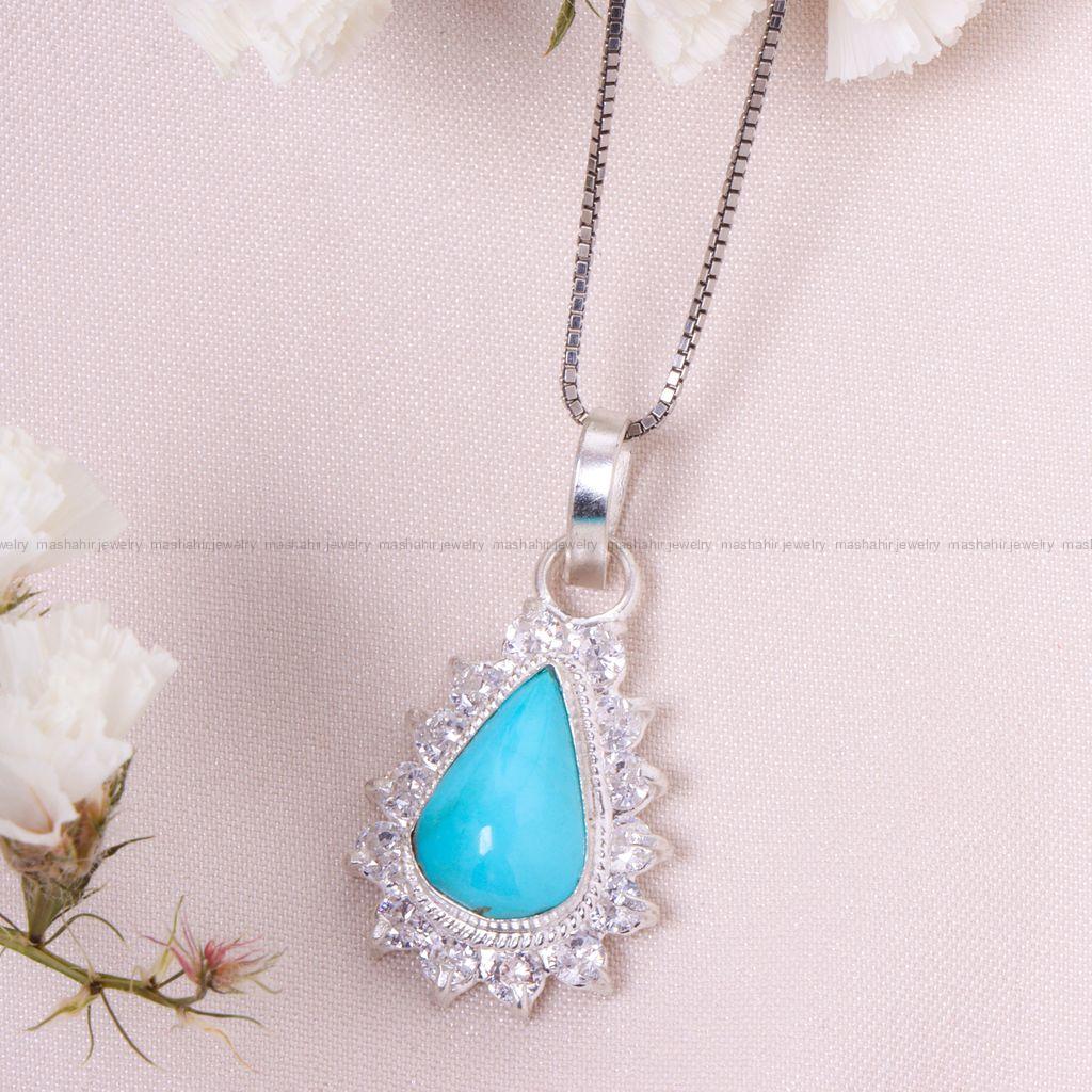 گردنبند فیروزه زنانه کد 12573