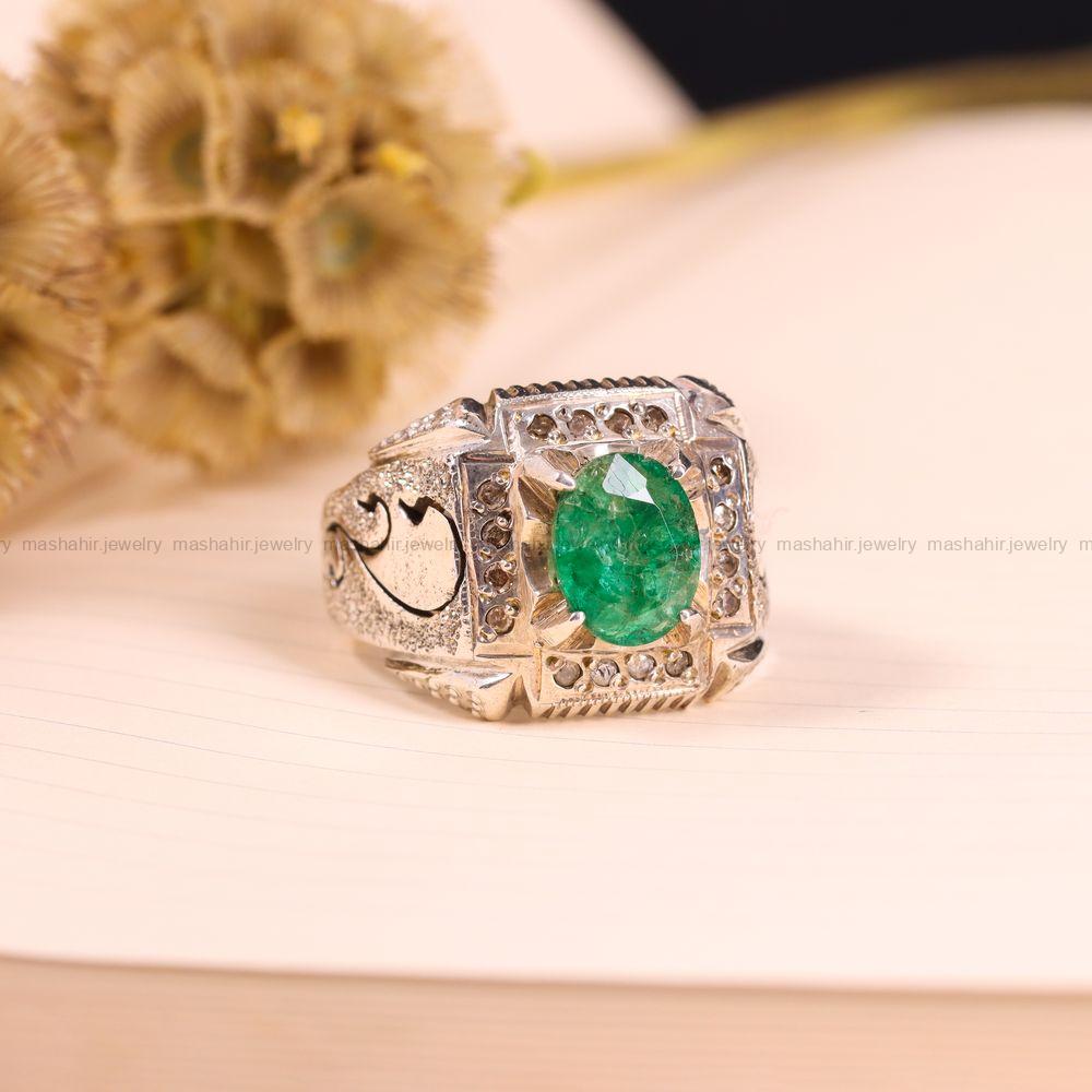 انگشتر زمرد مردانه کد 3639