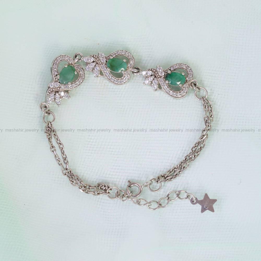 دستبند زمرد زنانه کد 5612