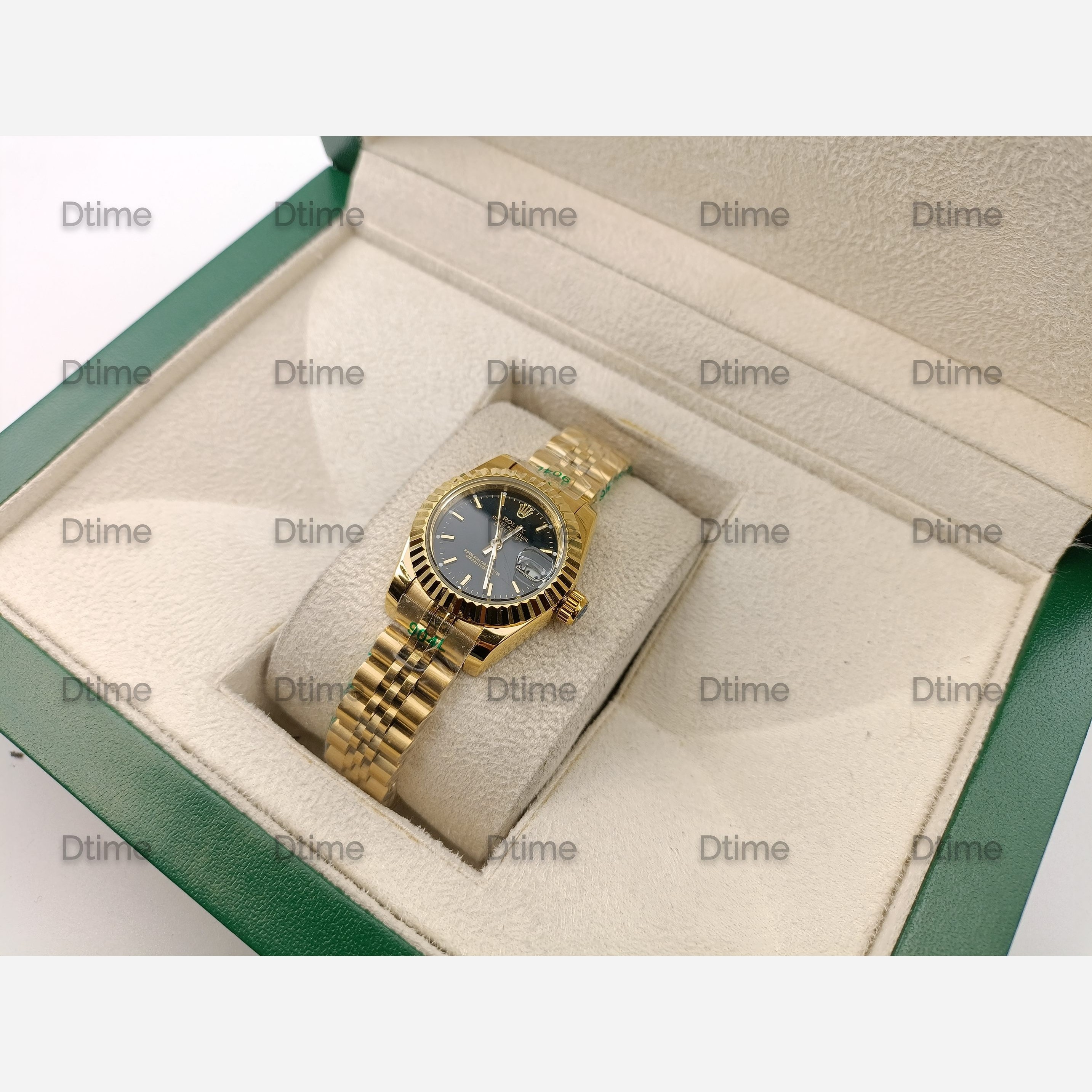 ساعت رولکس دیت جاست طلایی صفحه مشکی تک زنانه 