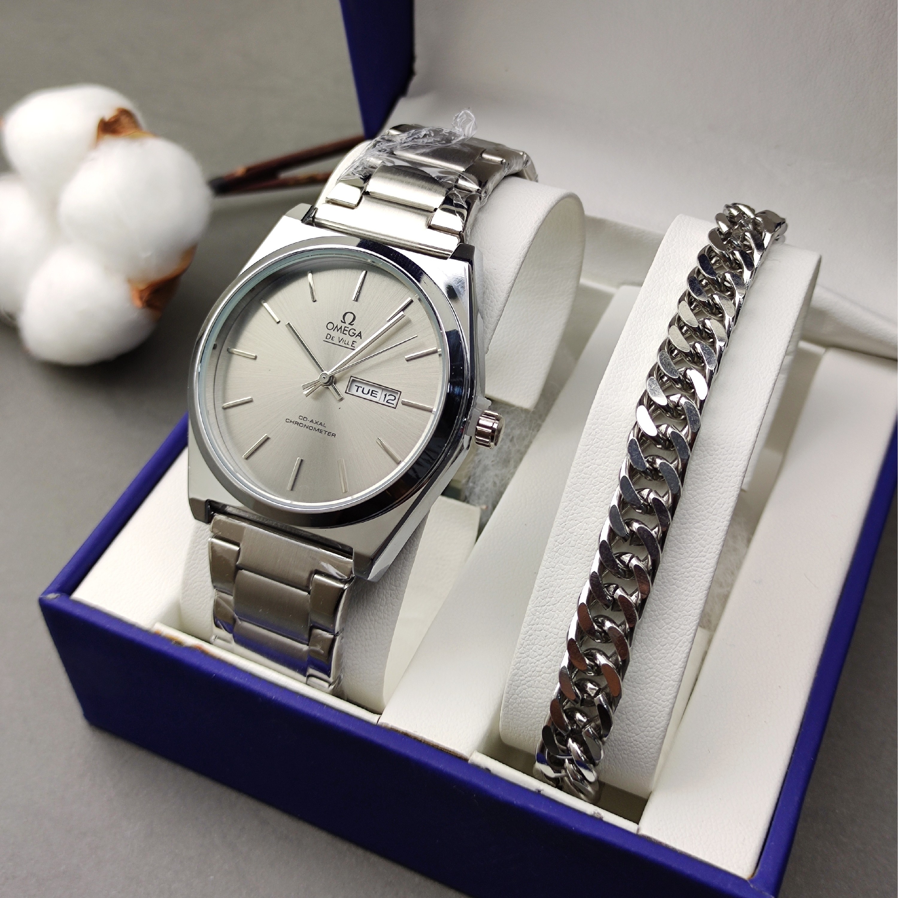 ساعت ست مردانه امگا Omega همراه دستبند صفحه سفید