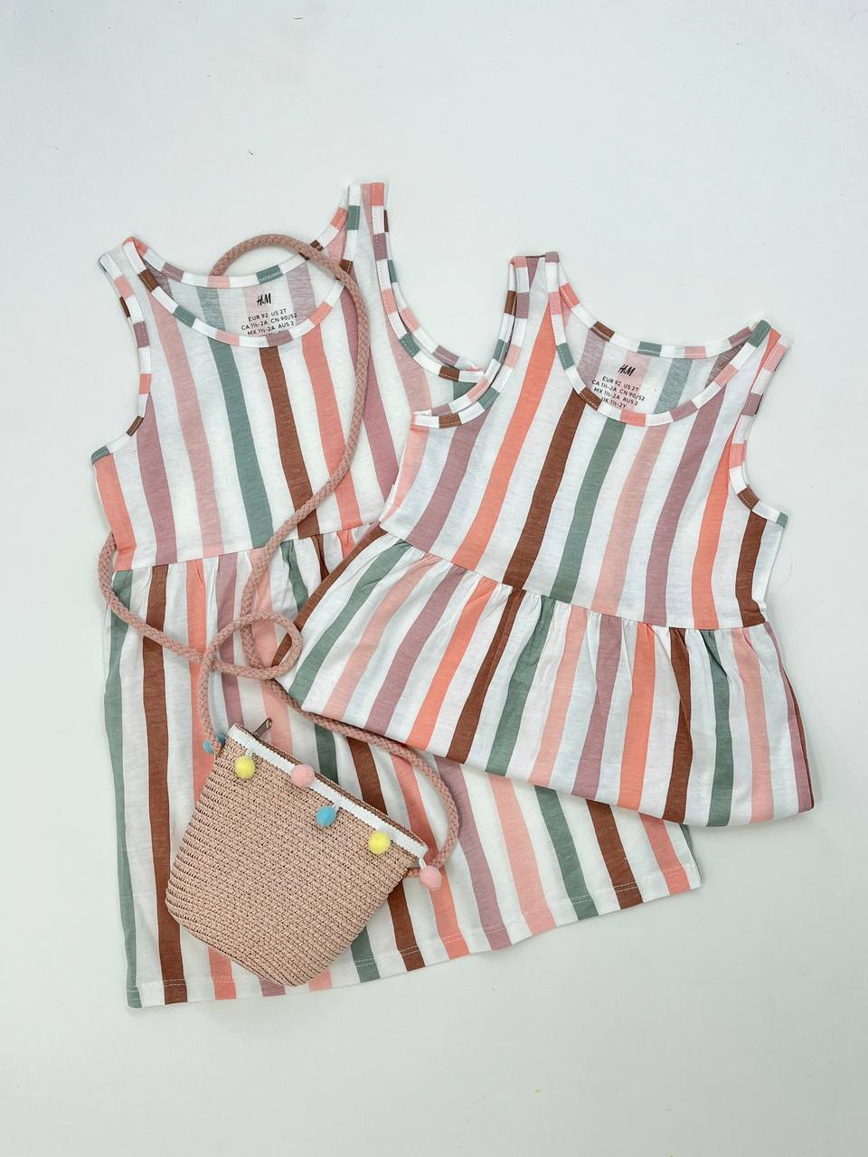 پیراهن دخترانه طرح راهراه کد d123 | برند H&M