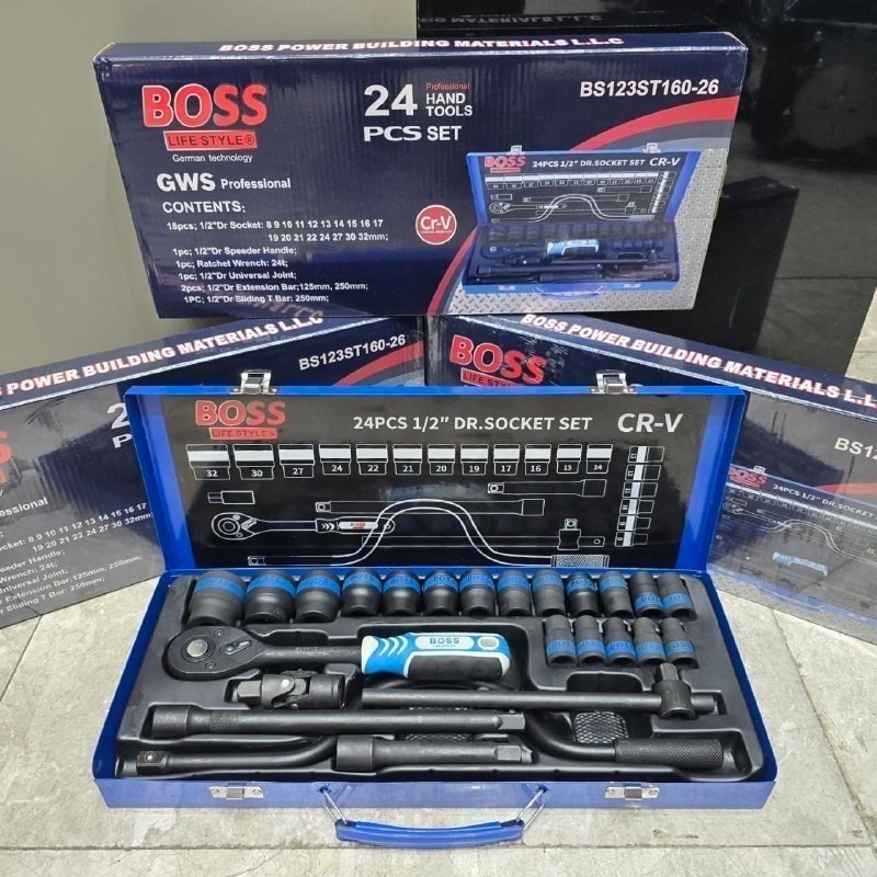 جعبه بکس مشکی هندلی دار فشارقوی 24پارچه ویژه باس مدل 24HAND TOOLSجنس کروم وانادیوم تکنولوژی آلمان ارسال رایگان