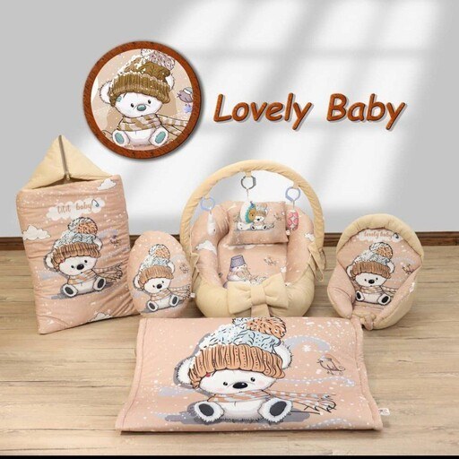 سرویس خواب هفت هفت تیکه مخمل نوزاد تشک گارددار و بازی و علت گیر و کیسه خواب و آغوشی لحاف فانتزی 