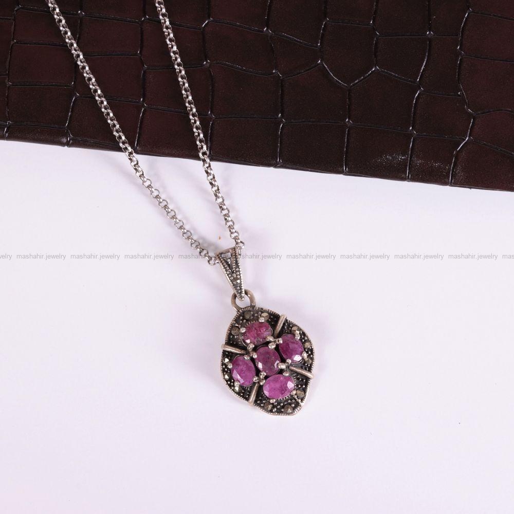 گردنبند یاقوت سرخ زنانه کد 2571