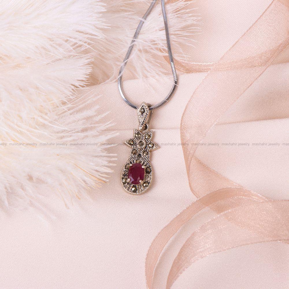 گردنبند یاقوت سرخ زنانه کد 8175