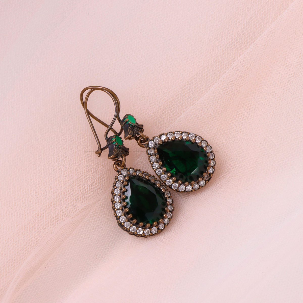 گوشواره طرح زمرد زنانه کد 6928