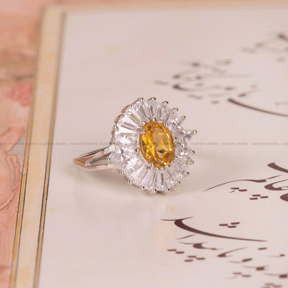 انگشتر سیترین زنانه کد 1855