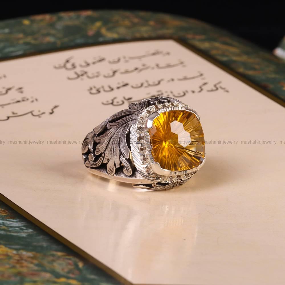 انگشتر سیترین مردانه کد 6432