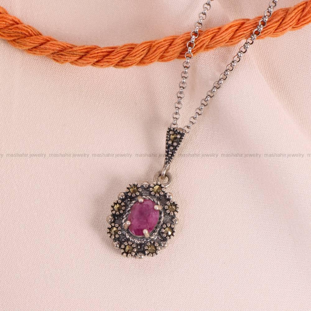 گردنبند یاقوت سرخ زنانه کد 6001