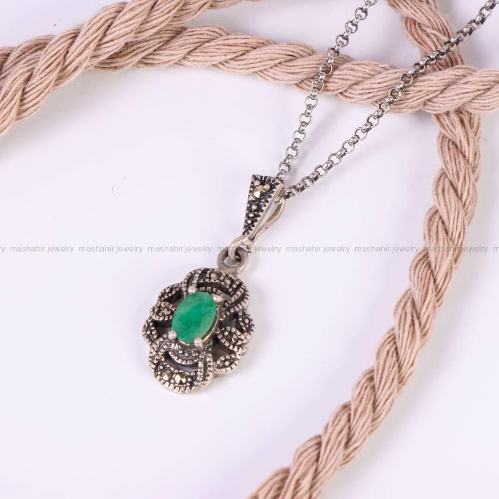 گردنبند زمرد زنانه کد 6066