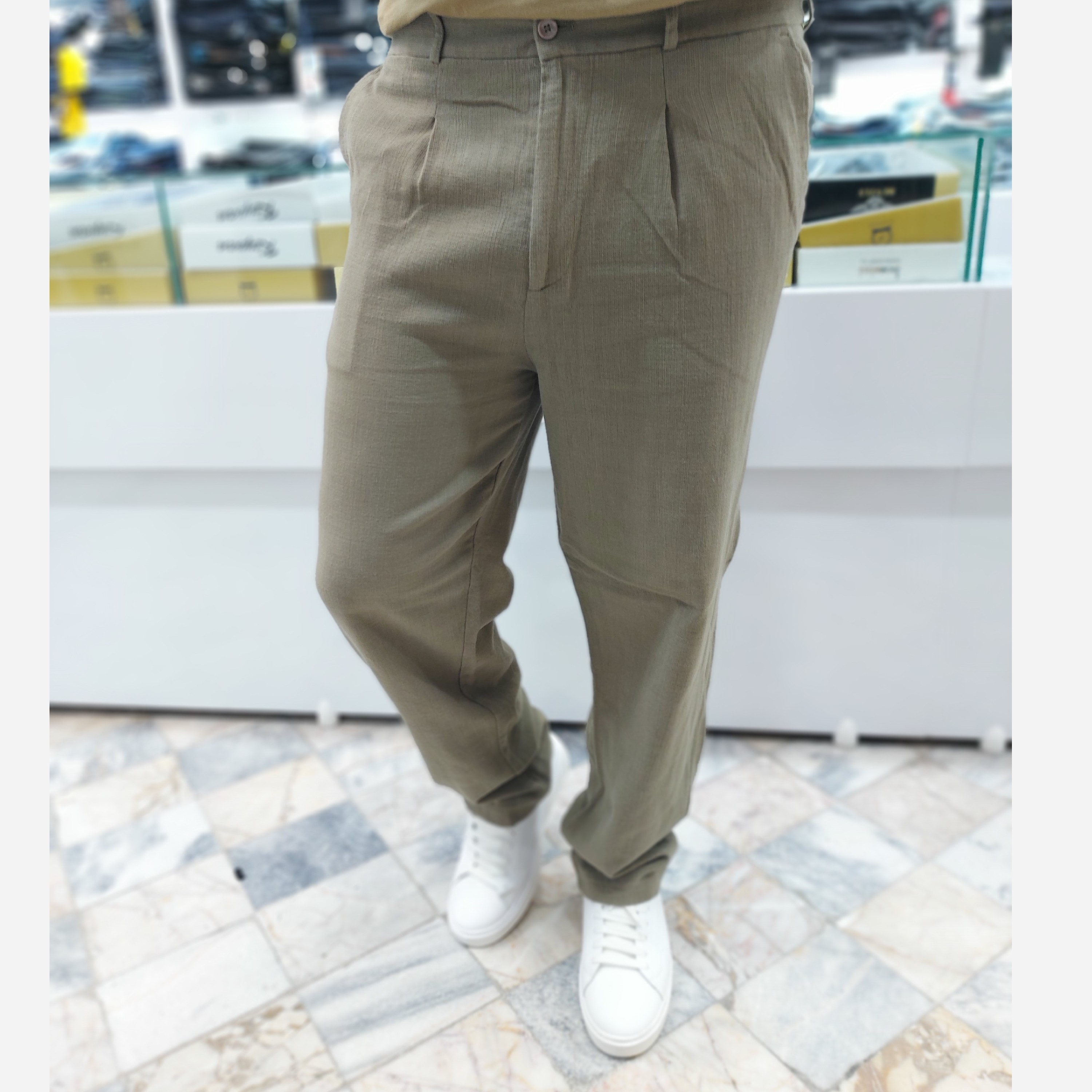 شلوار پارچه ای لینن نیم بگ