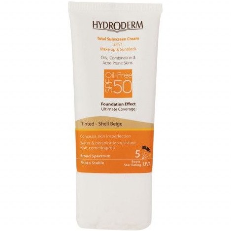 کرم ضد آفتاب فاقد چربی 2In1 هیدرودرم SPF50 حجم 40 میلی لیتر - بژ صدفی