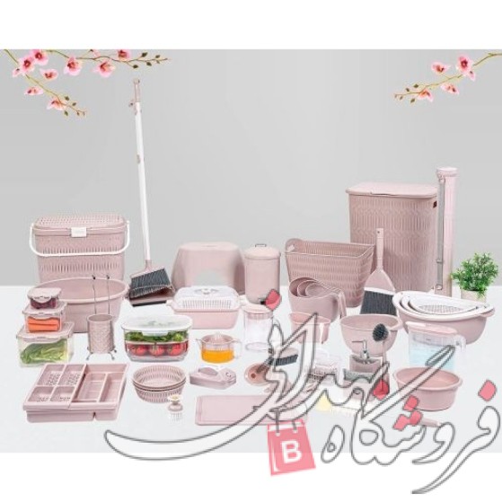 سرویس پلاستیک جهیزیه لیمون مارین 40 ایتم 58 پارچه کالباسی (کرپ)