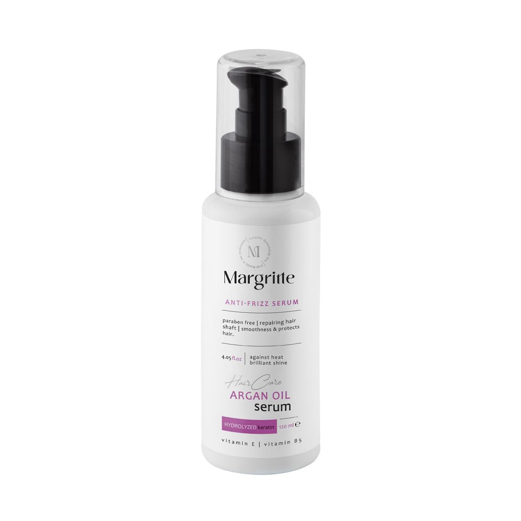 سرم نرم کننده و ضد وز مو روغن آرگان مارگریت 120 میلی لیترMargritte Argan Oil And Anti Frizz Serum 120 ml