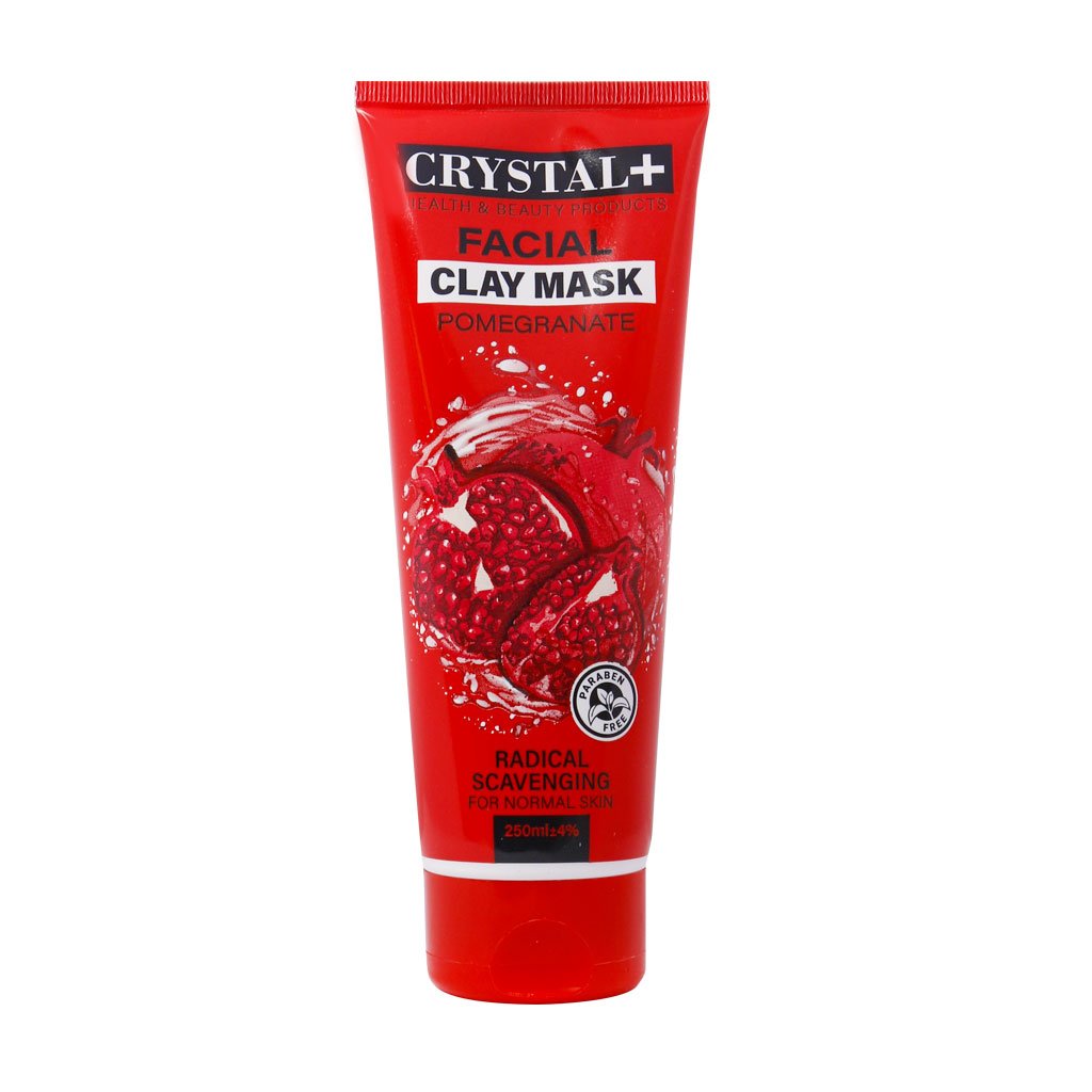 ماسک صورت پوست معمولی کریستال پلاس حاوی خاک رس و  عصاره انار حجم 250 میل