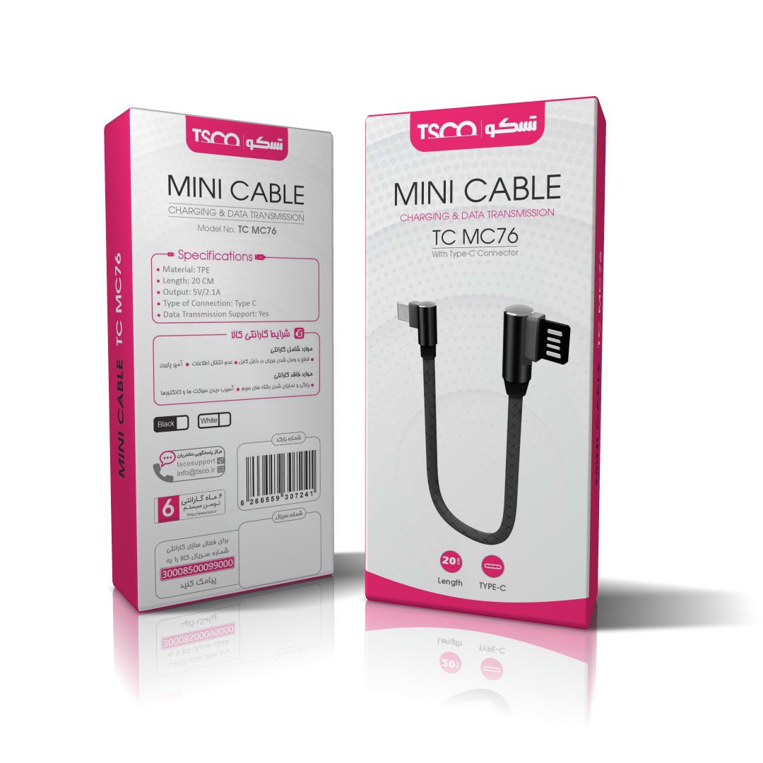 کابل شارژ و دیتا TYPE C تسکو مدل TCMC76