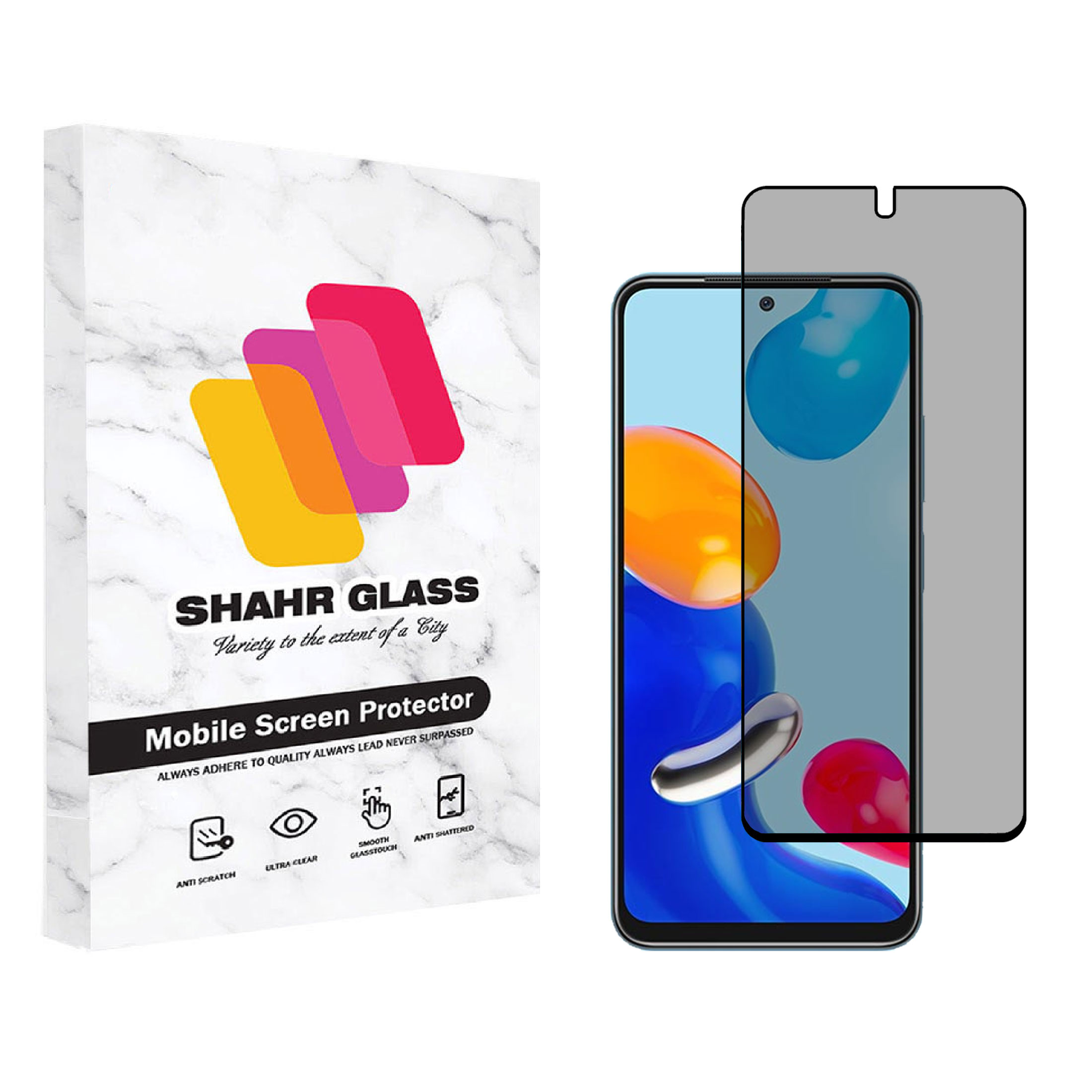 محافظ صفحه نمایش شهر گلس مدل حریم شخصی Full Privacy مناسب برای گوشی موبایل شیائومی Redmi Note 11 4G