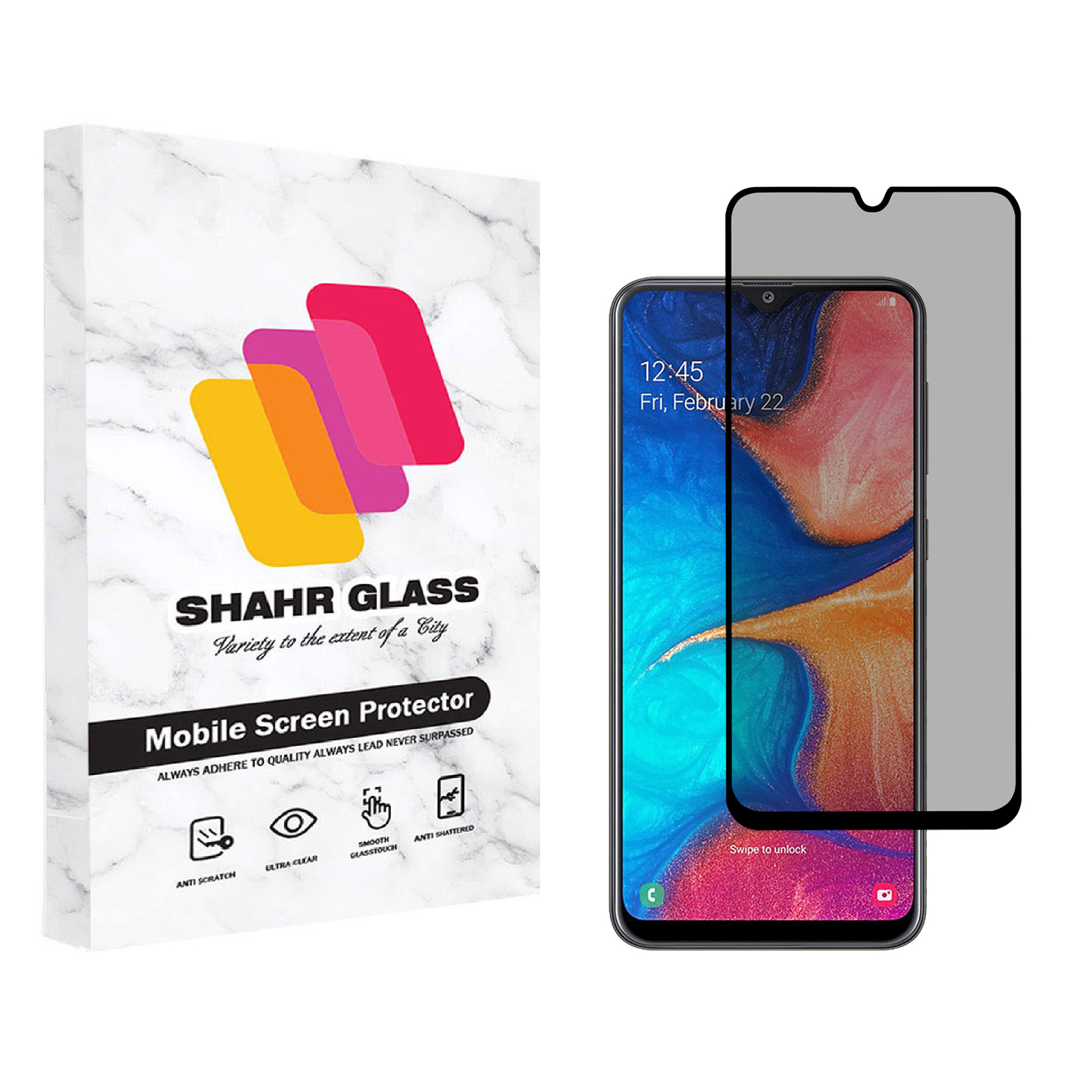 محافظ صفحه نمایش شهر گلس مدل حریم شخصی Full Privacy مناسب برای گوشی موبایل سامسونگ Galaxy A20