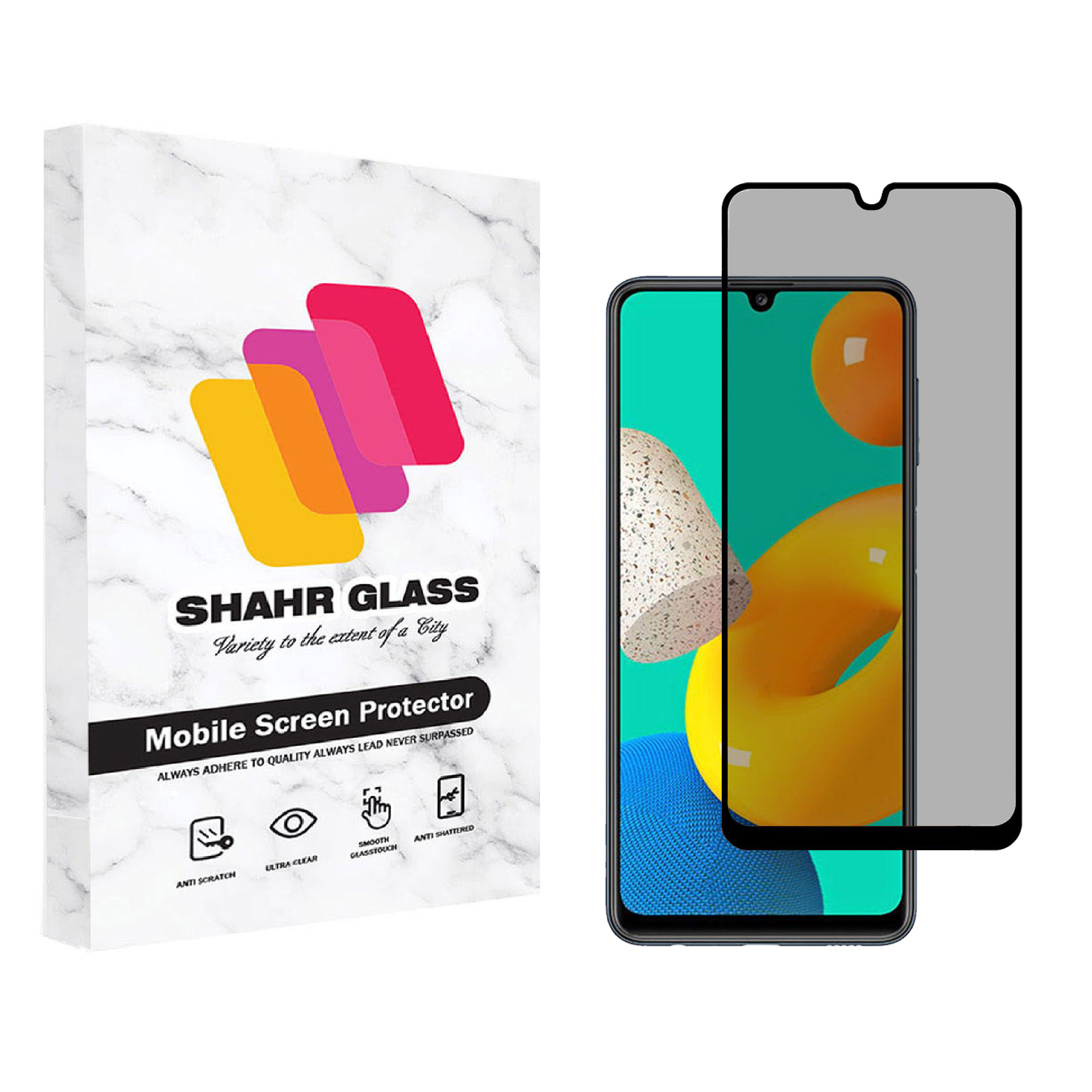 محافظ صفحه نمایش شهر گلس مدل حریم شخصی Full Privacy مناسب برای گوشی موبایل سامسونگ Galaxy M32 4G