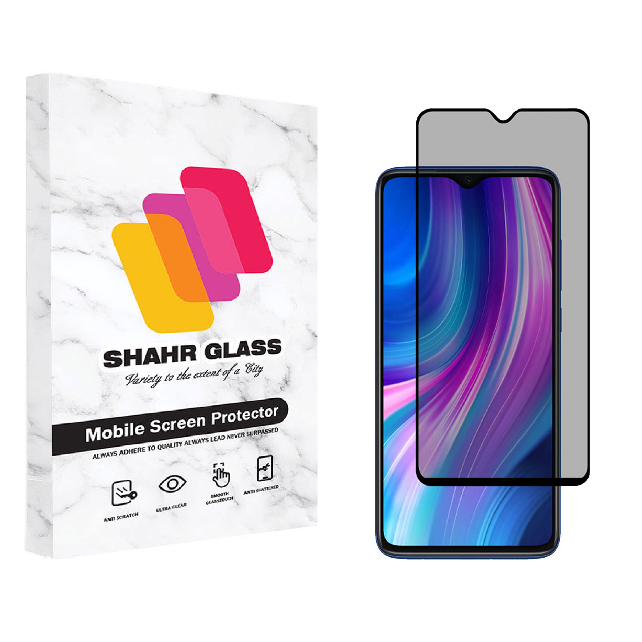 محافظ صفحه نمایش شهر گلس مدل حریم شخصی Full Privacy مناسب برای گوشی موبایل شیائومی Redmi Note 8 Pro