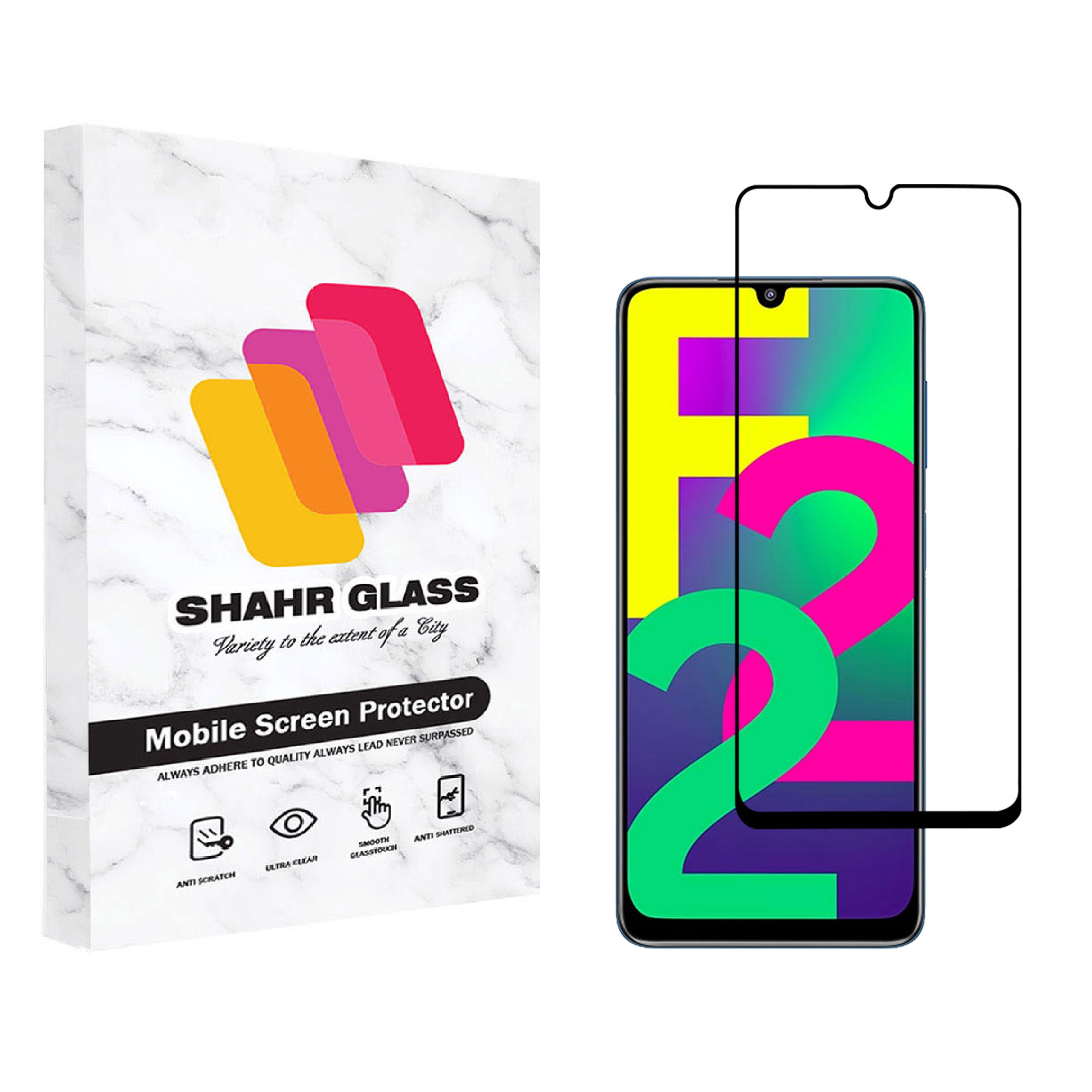 محافظ صفحه نمایش شهر گلس مدل فول Full مناسب برای گوشی موبایل سامسونگ Galaxy F22 4G