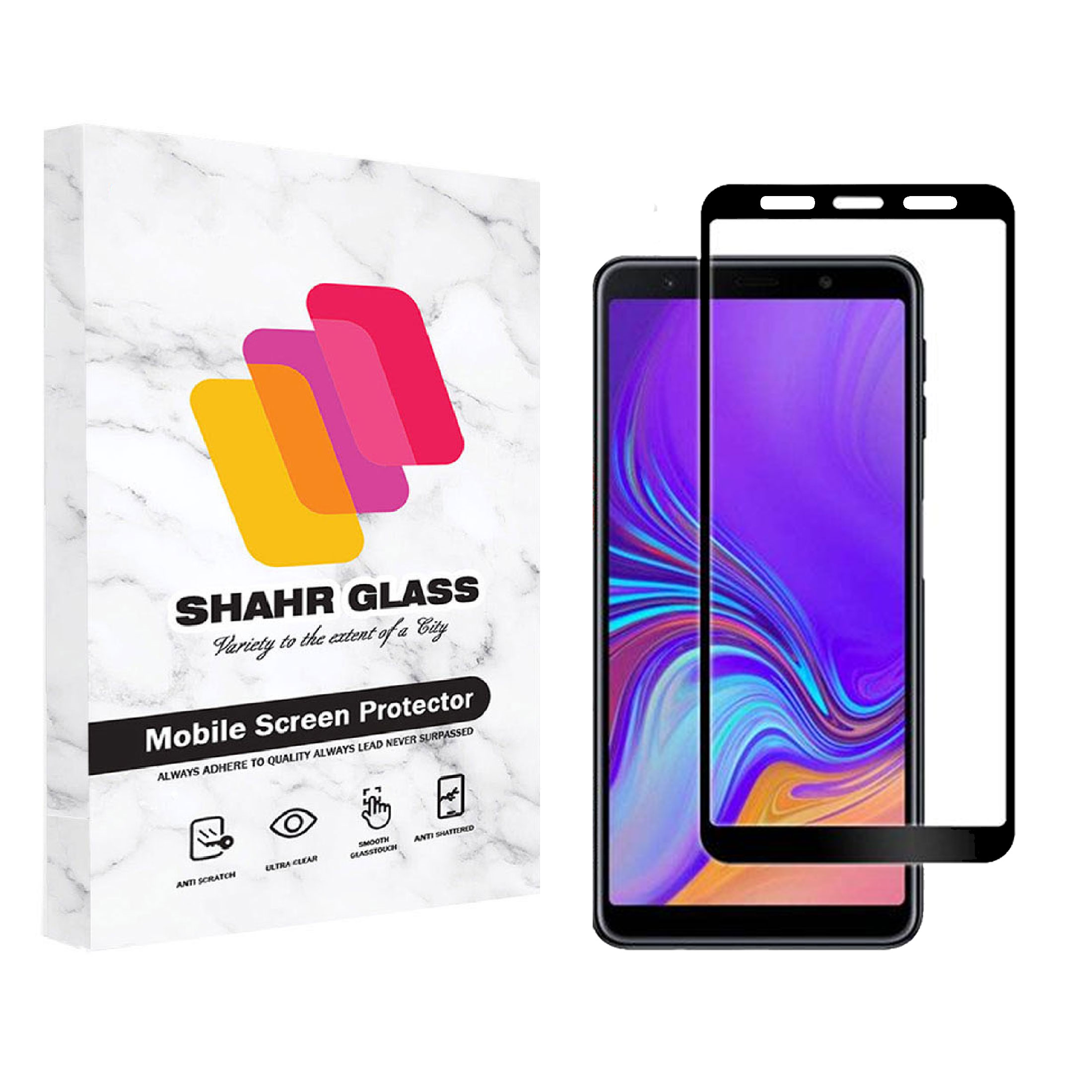محافظ صفحه نمایش شهر گلس مدل فول Full مناسب برای گوشی موبایل سامسونگ Galaxy A7 2018