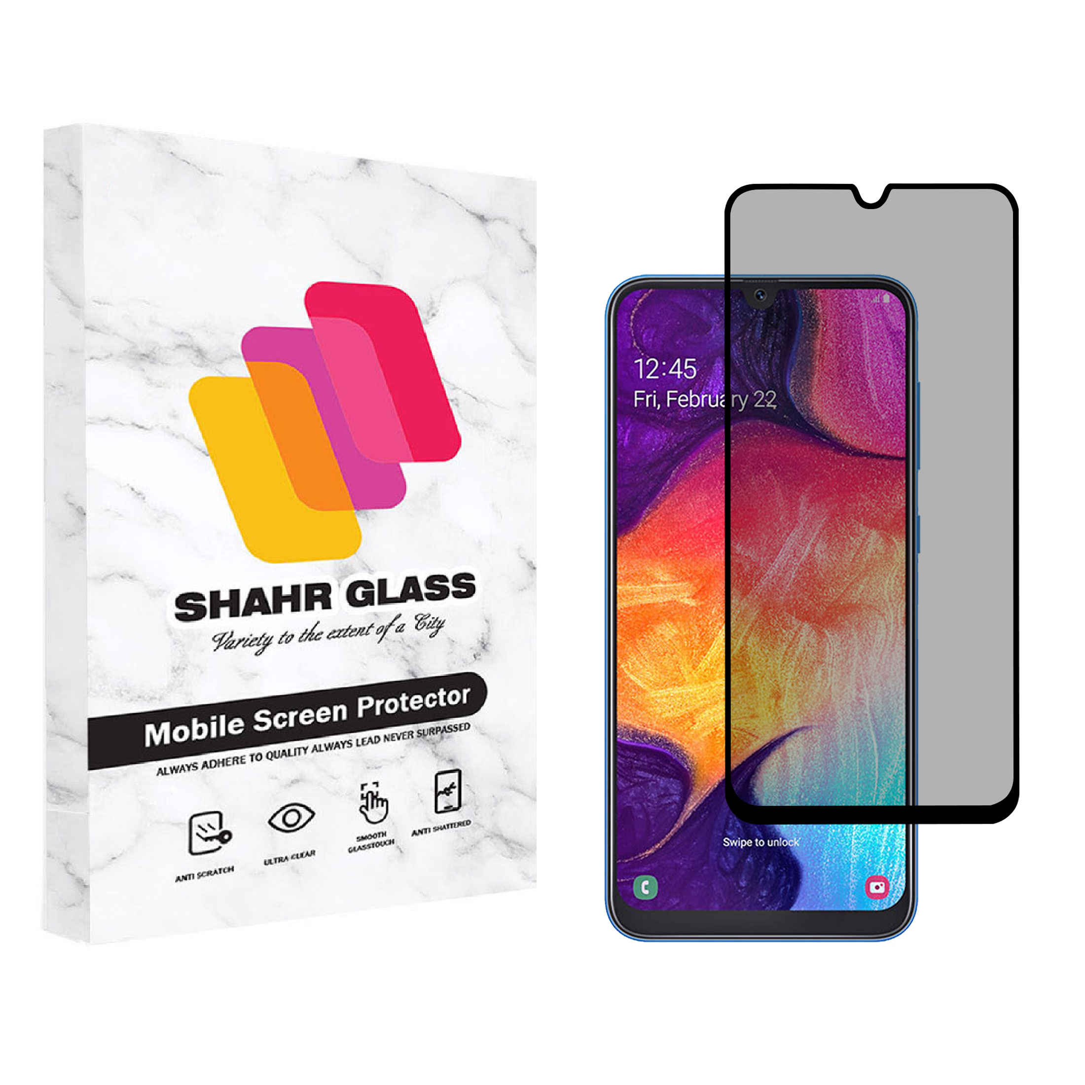 محافظ صفحه نمایش شهر گلس مدل حریم شخصی Full  Privacy مناسب برای گوشی موبایل سامسونگ Galaxy A50