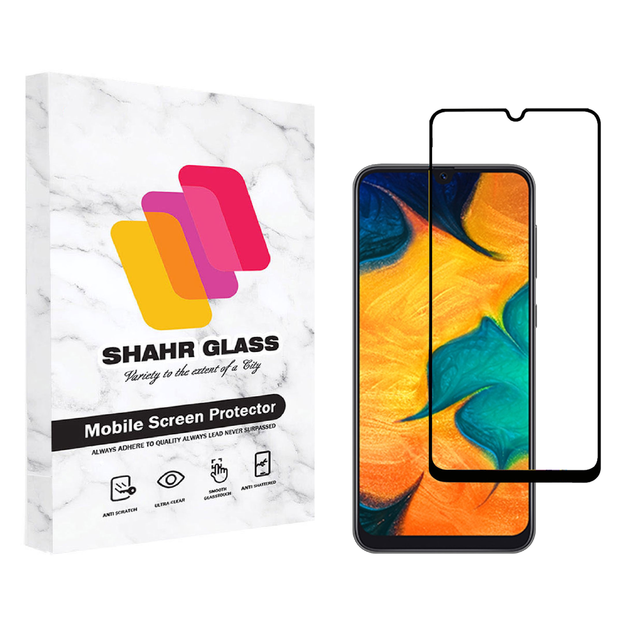 محافظ صفحه نمایش شهر گلس مدل فول Full مناسب برای گوشی موبایل سامسونگ Galaxy A30