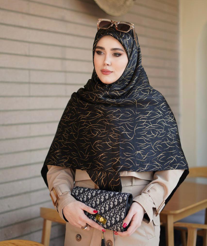 روسری و شال مشکی طلاکوب کد 280