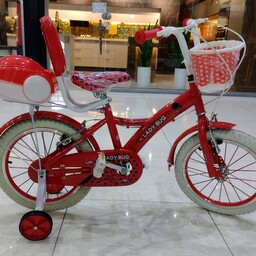 دوچرخه سایز 16 قرمز سبد پشتی دار طوقه آلومینیوم پره موتوری