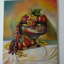 تابلونقاشی ،رنگ و روغن (ظرف میوه) سایز 50 در60،گالری هنری محسنی