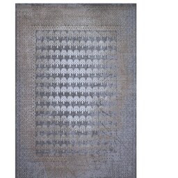 فرش ماشینی  یک  و نیم متری(1در 1.5)ابریشمی پرشین طرح وینتیج کد 90443 زمینه طوسی