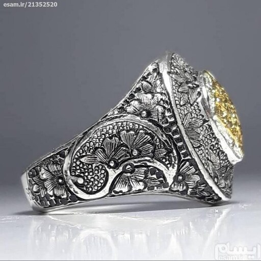 انگشتری جواهری سلطنتی زیبا طلعلو عالی(سختی10) دستساز سلطنتی بارکاب قلم زنی مینیا