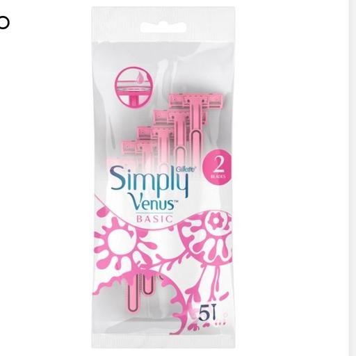 خودتراش 2 تیغ ژیلت ونوس مدل Simply Venus Basic بسته 5 عددی