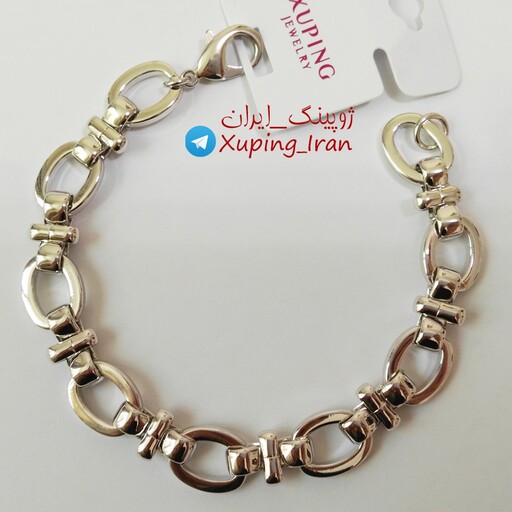 دستبند ژوپینگ پهن حلقه ای سفید Xuping بلند زنجیری طرح طلا