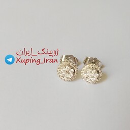 گوشواره ژوپینگ نگین دار سفید ریز  Xuping طرح جواهر طلا شیک مجلسی درخشان ظریف