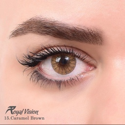 لنز چشم  رویال ویژن  شماره 15 مدل Caramel Brown قهوه ای کاراملی دور دار 