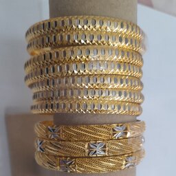النگو طلاروس رنگ ثابت دورنگ نقره ای طلایی فقط سایز3