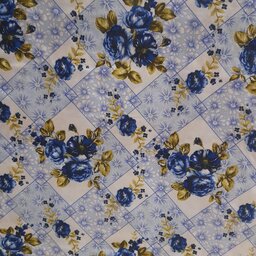 پارچه ملحفه ای  گلدار آبی عرض 2 متر 