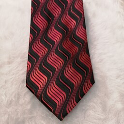 کراوات مردانه طرح دار  مشکی قرمز ساتن سیلک ترک با عرض10سانت بسیار باکیفیت به قیمت قبل