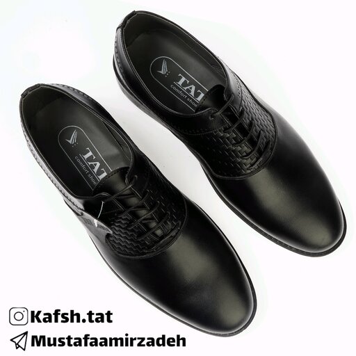 کفش چرم مردانه تات مدل کوروش چاپی و ساده در دو رنگ مشکی و عسلی سایز 40تا44