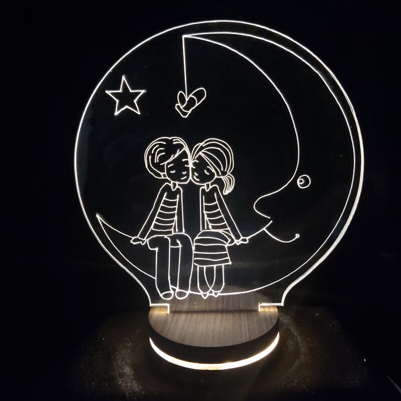 بالبینگ آباژور شبخواب چراغ خواب سه بعدی طرح  ماه عشق 