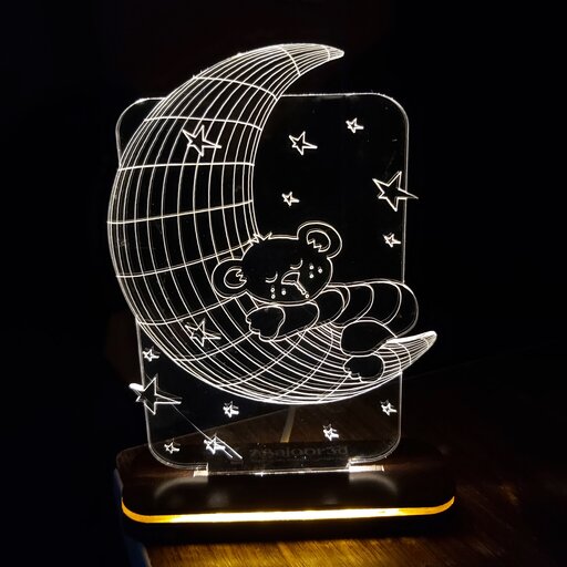 بالبینگ آباژور شبخواب چراغ خواب سه بعدی طرح خرس و ماه 
