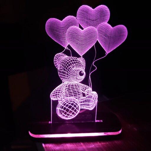 بالبینگ آباژور شبخواب چراغ خواب سه بعدی طرح خرس ولنتاین