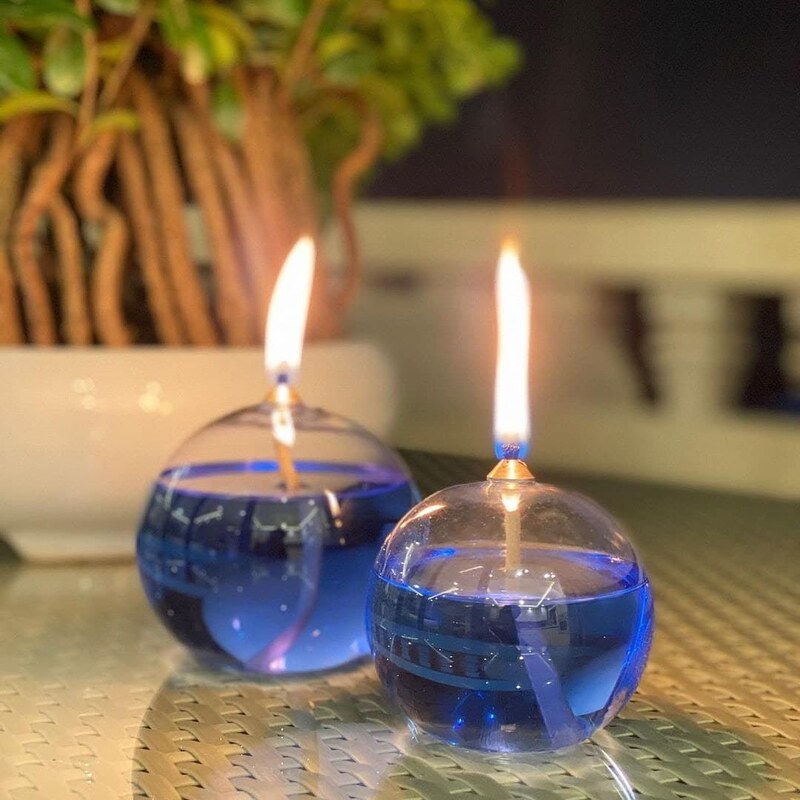 دو عدد شیشه شمع مایع سایز کوچک همراه نیم لیتر سوخت نیوساد(رنگ دلخواه)